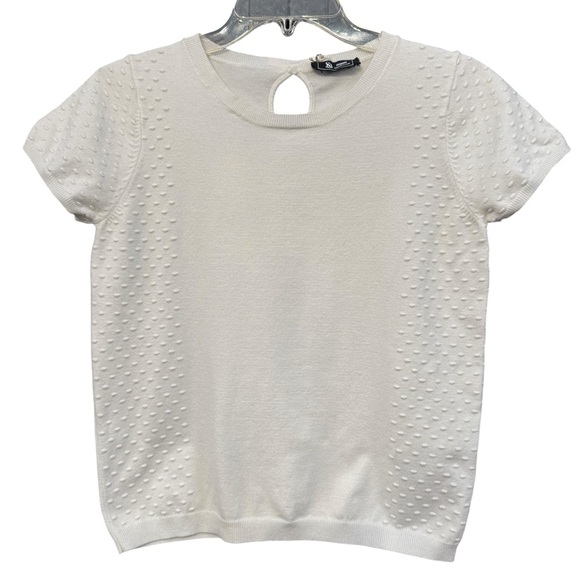 Sweaters - Sinéquanone White Textured Short Sleeve Knit Top w/ Bow Back (Small)